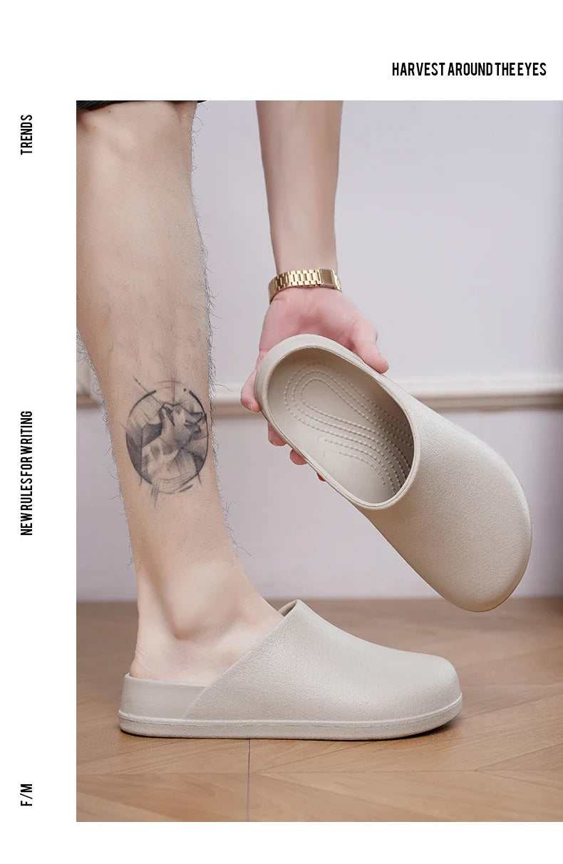 Men Slippers Couples Garden Clog Women Water Proof Chef Shoe Comfortable Sandal Slippers For Pet Workers Outdoor Fishing Shoes