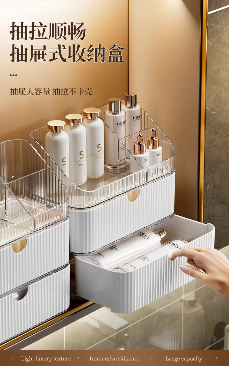 Bathroom Storage Boxes Transparent  Cosmetics Dormitory Accessories Organizer Modern Style Convenient Organization Home