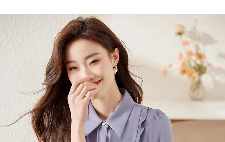 Women's Clothing Spring New French Style Long-sleeved Shirt Lady Chiffon Thin Fashion Blouses