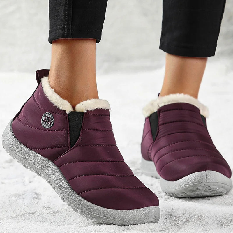 Women's Boots Women Winter Boots Warm Fur Winter Shoes For Women Snow Boots Lightweight Ankle Botas Mujer Black Combat Botines