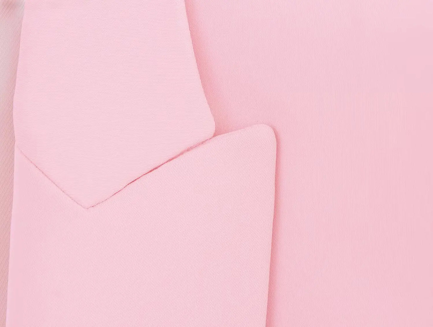 طقم نسائي وردي من HH Fashion، يتكون من سترة ريشية بياقة مطوية وأكمام طويلة وصدر واحد + بنطال طويل بسحاب وجيوب وخصر مرتفع