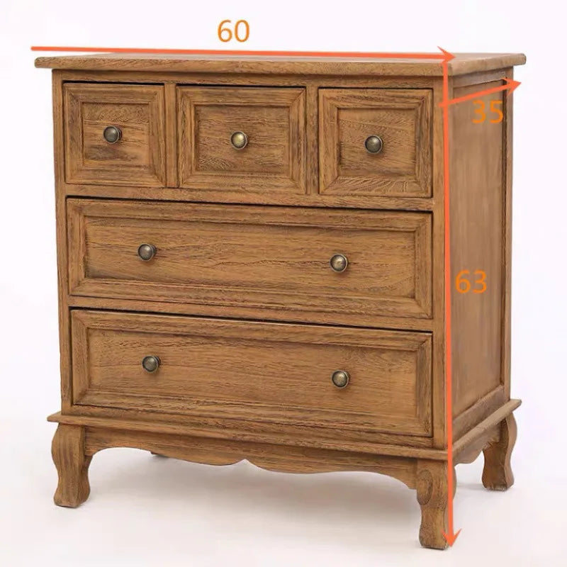 Solid Wood Chest of Drawers American Storage Lockers Living Room Bedroom Bedside Corner Cabinet European Chest of Drawers