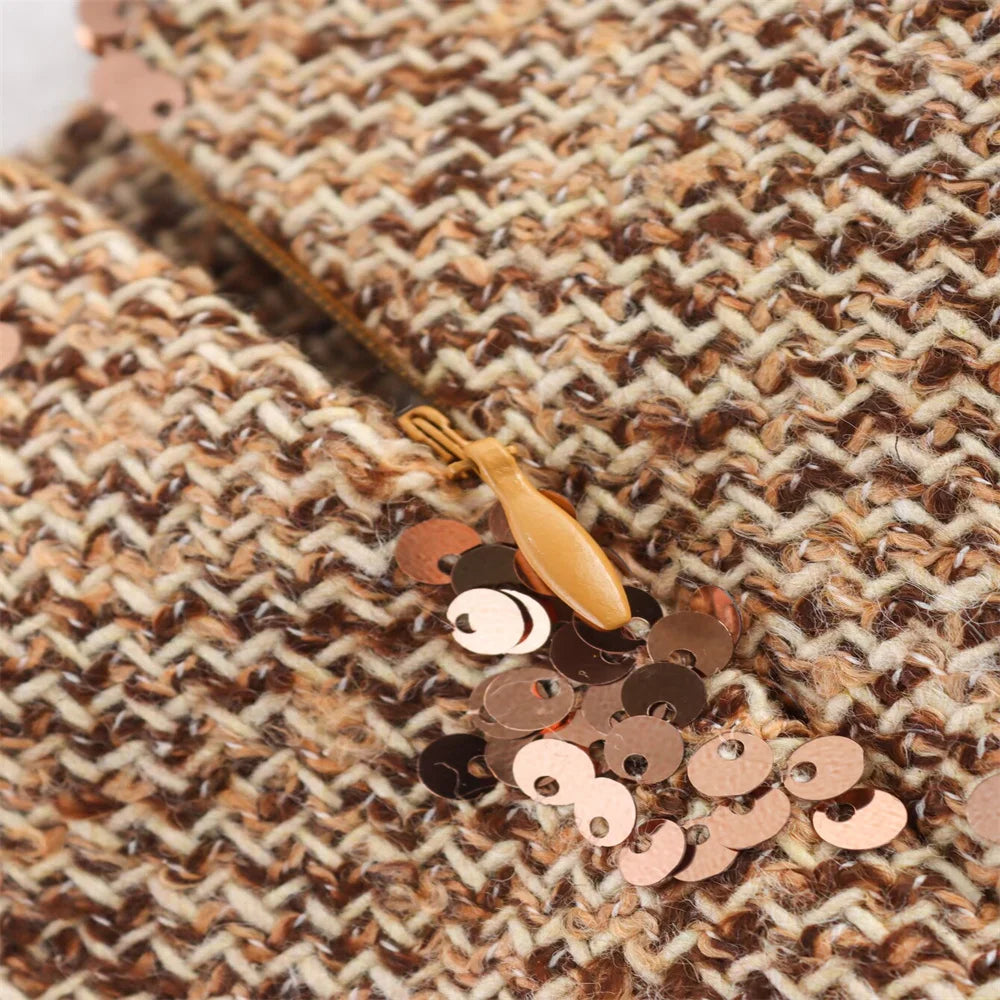 New women's clothing European and American style fashion bead embroidery coarse flower cloth small fragrant style two-piece set SwiftNest