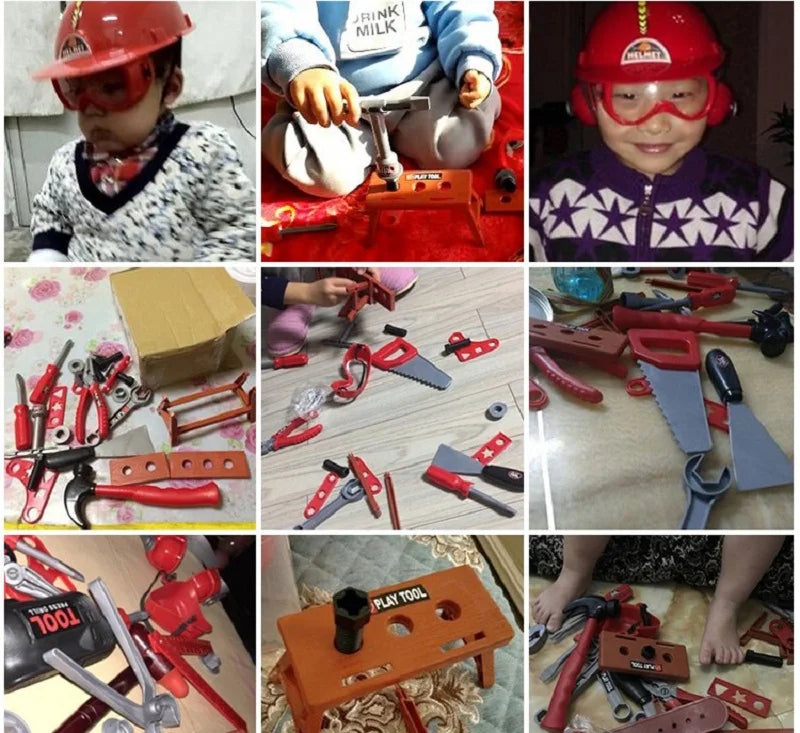 مجموعة أدوات الأطفال، ألعاب تعليمية، أدوات إصلاح محاكاة، ألعاب حفر بلاستيكية، ألعاب ألغاز هندسية تعليمية، هدايا للأولاد