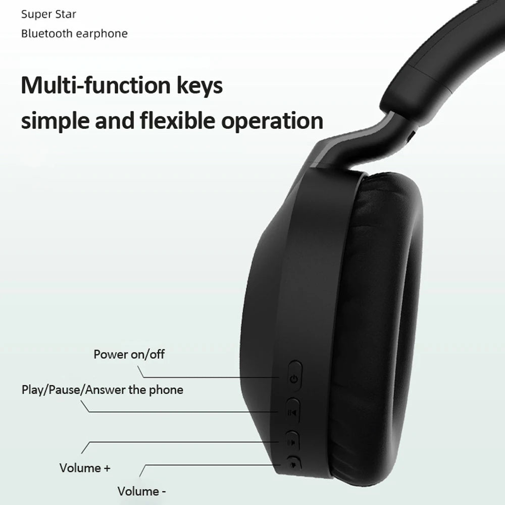 Wireless Bluetooth-Compatible Headset  Eearphone with Mic Hands-free HIFI Stereo BT5.1 Over-Ear Headphone for Call and Music