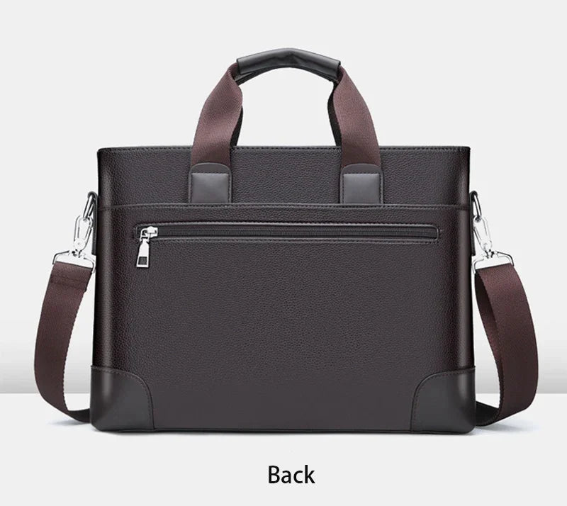 حقيبة عمل جديدة من جلد البولي يوريثان للرجال، حقيبة يد تنفيذية مصممة للمستندات بحجم A4، حقيبة كمبيوتر محمول مقاس 14 بوصة، حقيبة كتف للأعمال، حقيبة حمل للزوج
