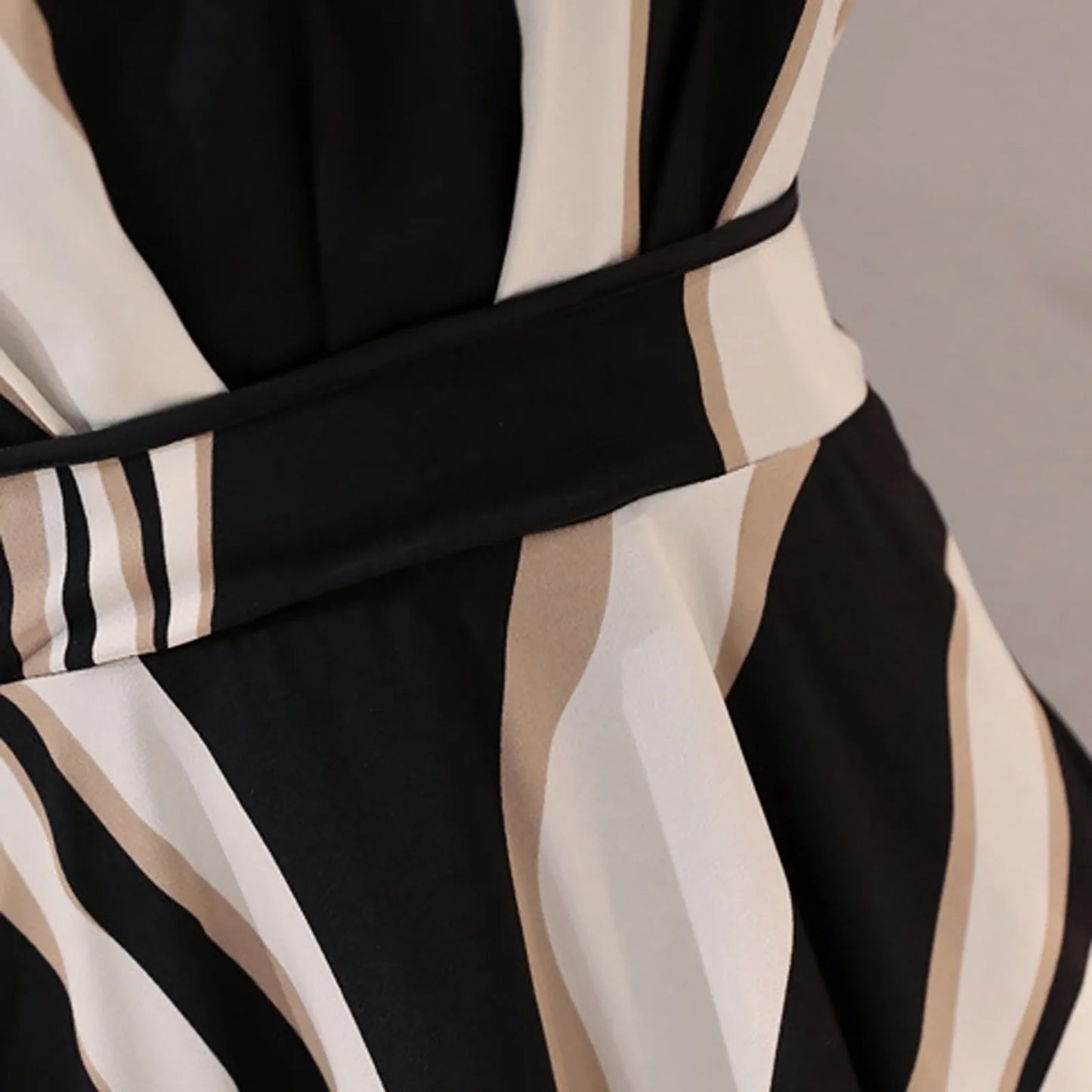 Women Dress Summer Vintage Printed Dress Elegant Fashion Ladies Business Dresses Belt O-Neck Short Sleeve Knee Length Dress