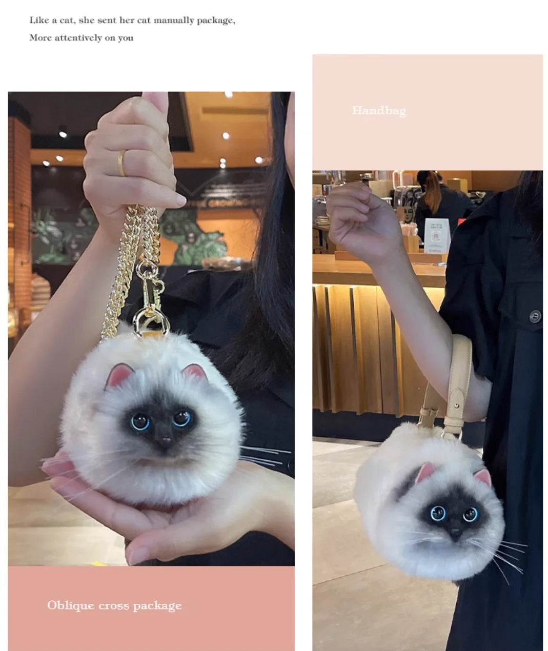 حقيبة كتف واحدة بتصميم أنثوي، حقيبة رسول صغيرة للرجال، متعددة الاستخدامات، مصنوعة يدويًا، حقيبة قطط لطيفة من القطيفة مناسبة للخريف والشتاء