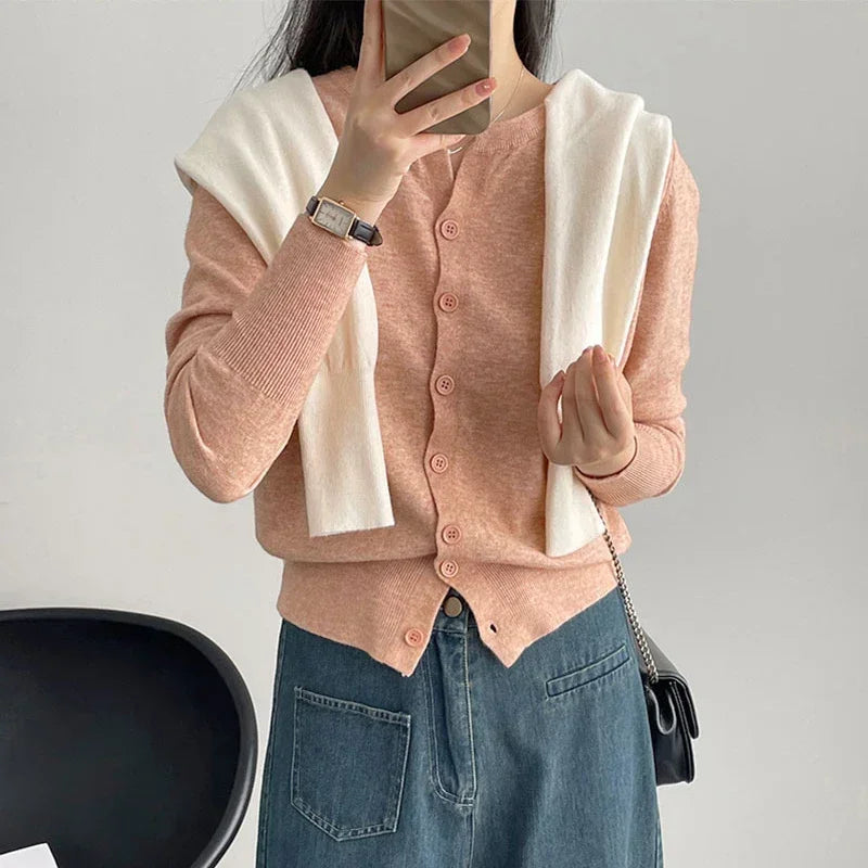 2025 New Fashion Women's Fleece Knit Loose Short Cashmere Sweater Round Neck Warm Korean Sle Casual Female Sweater Top Cloting SwiftNest