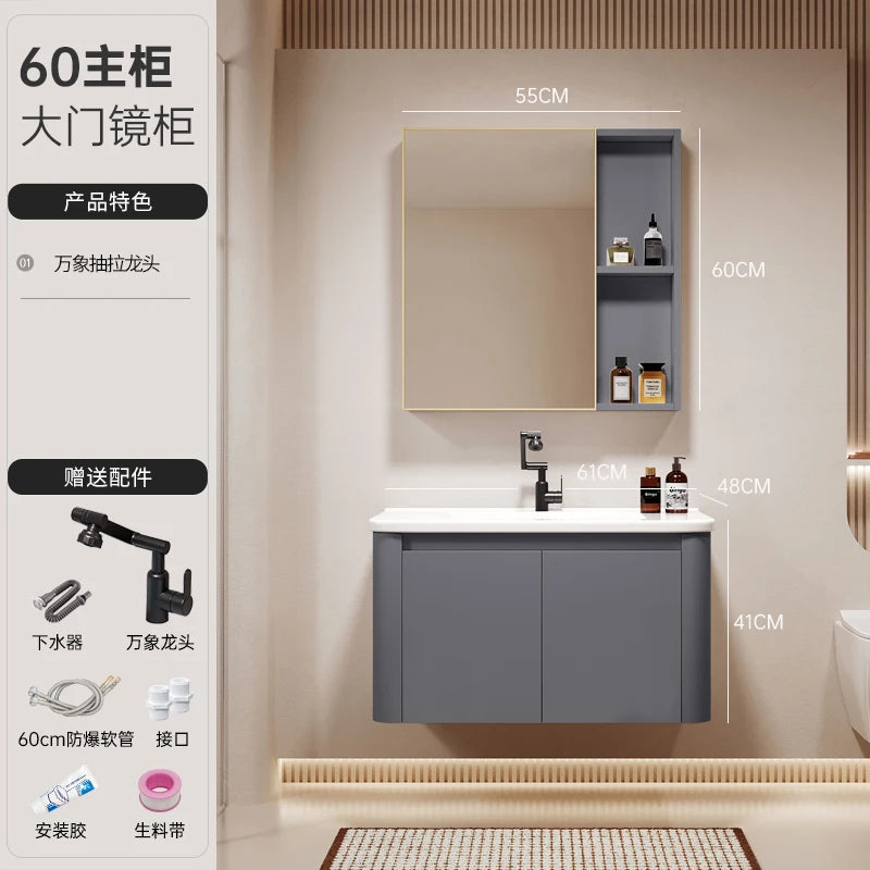 Standing Storage Bathroom Cabinet Shelf Light Mirror Organizer Bathroom Cabinet Vanity Shower Rack Banyo Dolabi Furniture