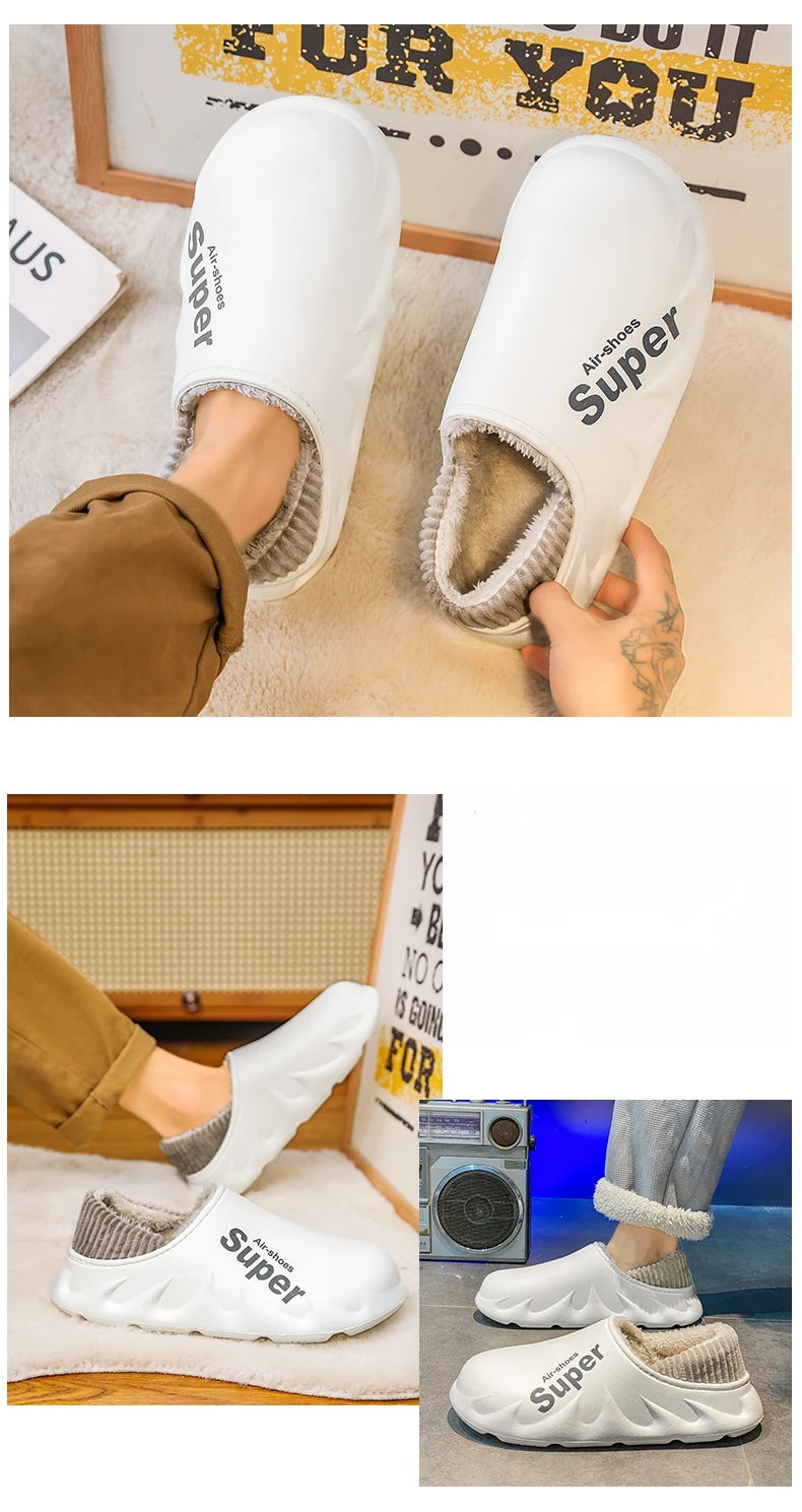 New Winter Men Women Warm Slippers Cotton Slippers Outdoor Indoor Warm Shoes Men's Couple House Bedroom Plush Slippers Big Size