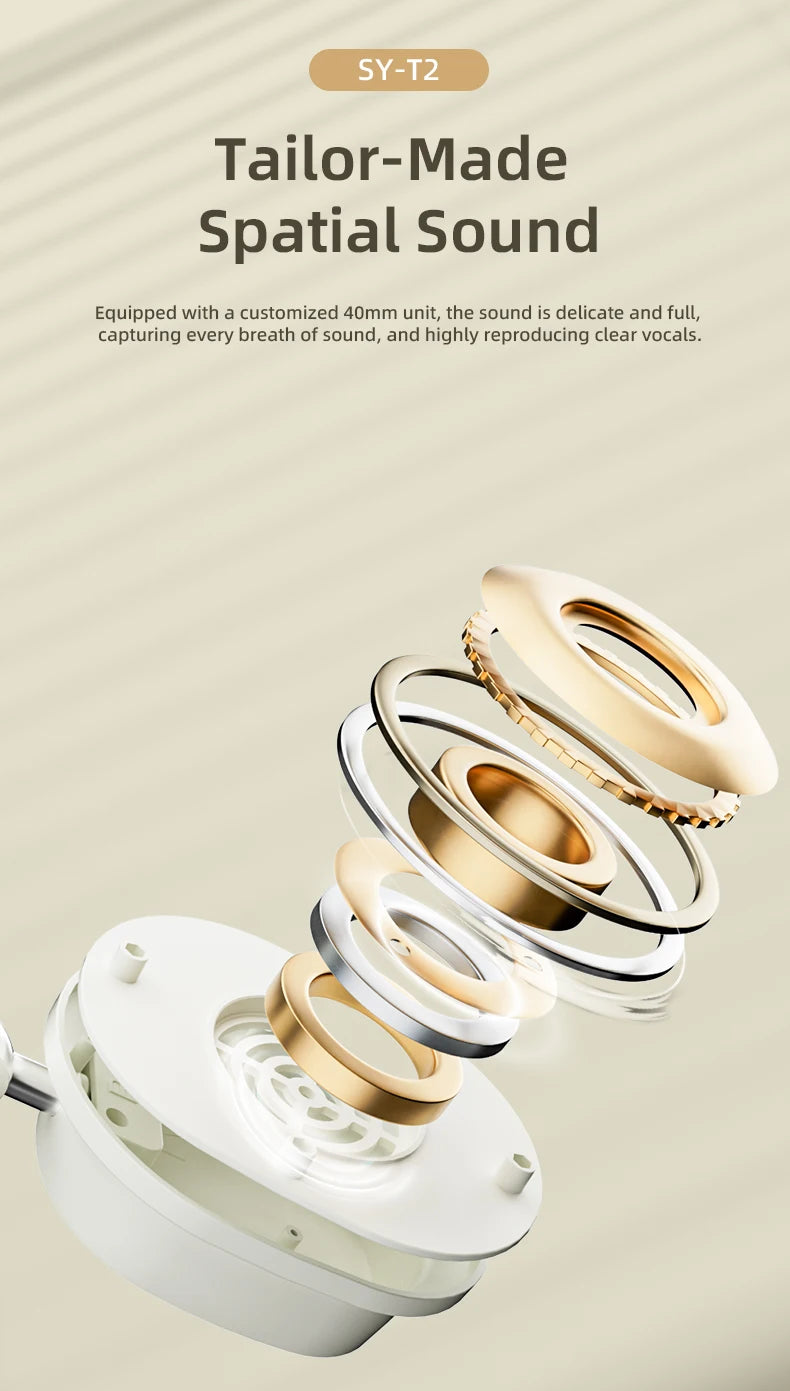 Bluetooth 5.3 Fashion Wireless Headphones HIFI Stereo Portable Over-ear Business Headset Low Latency Gaming Earphones With Mic