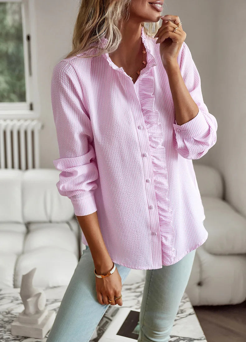 Fashion New Women Elegant Office Shirt,Long Sleeve Top Causal Comfort Simple Shirt,Shirts & Blouses,Tops For Women,Women Clothes