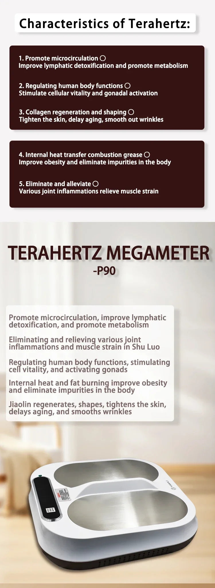 Tera P90 PEMF Terahertz Foot Massager Therapy Biological Energy Meter Magneti THz Terahertz Warmer for Health And Wellness