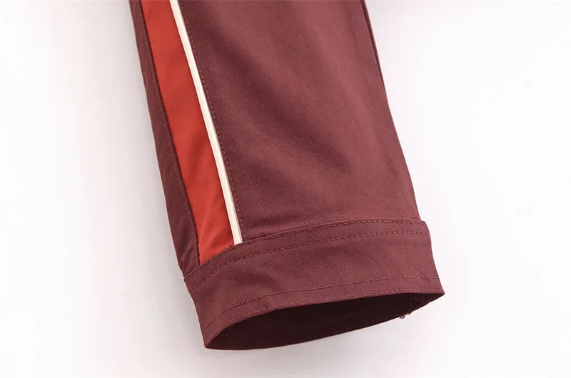 Women's Fashion Suit 2024 New Fall Side Stripe Long Sleeve Jacket Striped Casual Pants Elegant casual women's pantalon suit