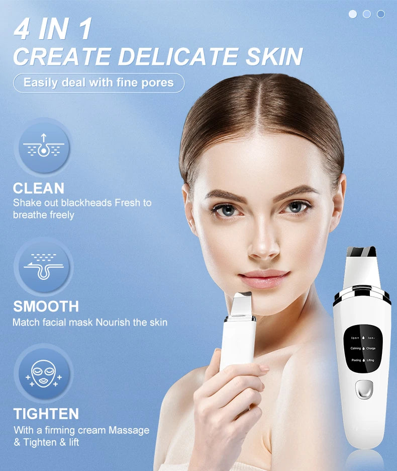 Personal Care Face Exfoliating Device Deep Cleansing Ultrasonic Face Spatula Facial Skin Scrubber