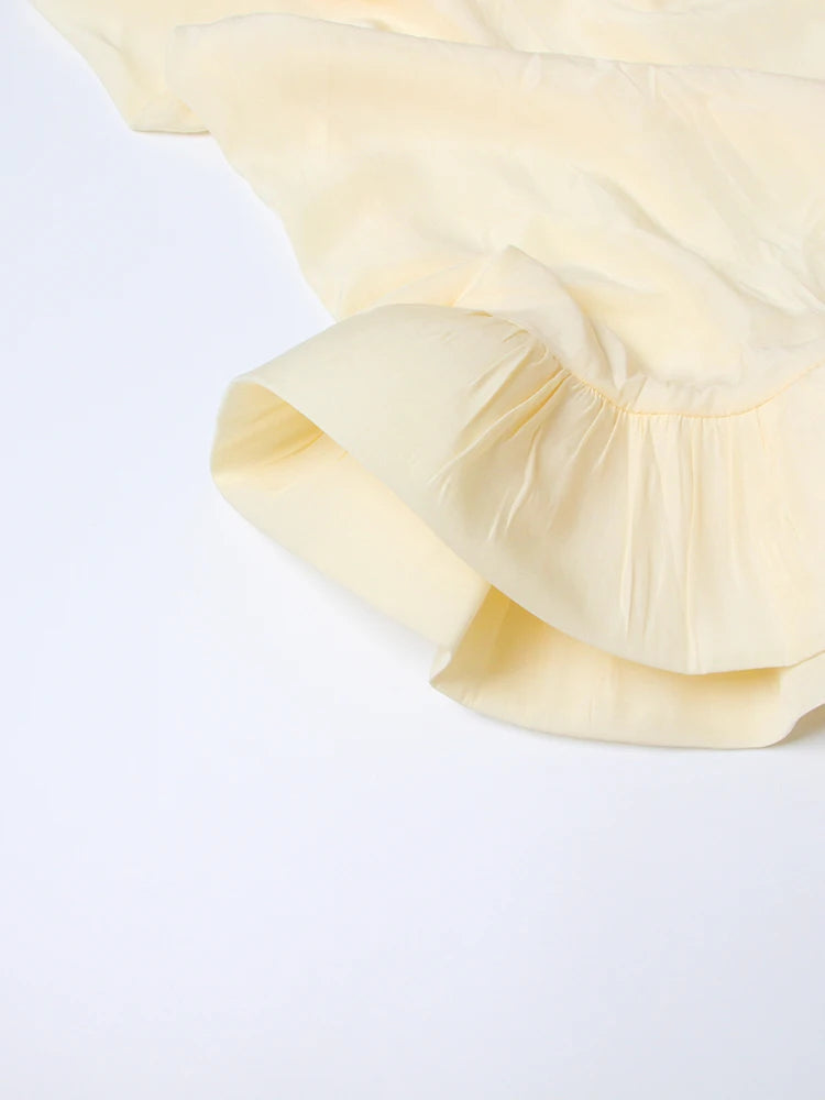 TWOTWINSTYLE Minimalist Dresses For Women V Neck Cloak Sleeve High Waist Ruffles Irregular Summer Dress Female Fashion Clothing