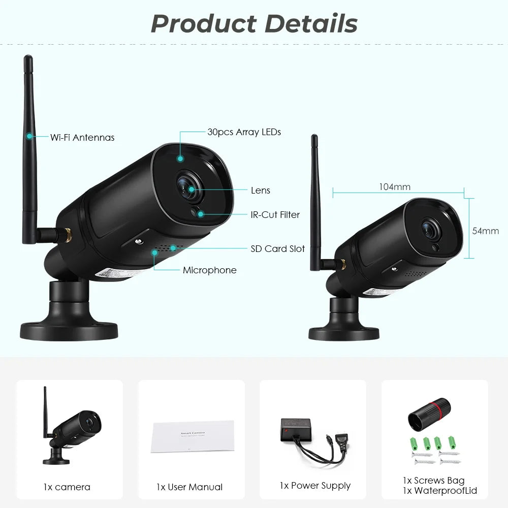 BESDER 5MP Bullet WiFi Camera Auto Tracking Outdoor 4MP Security IP Camara 1080P CCTV Surveillance Cameras IP66 Onvif icsee app