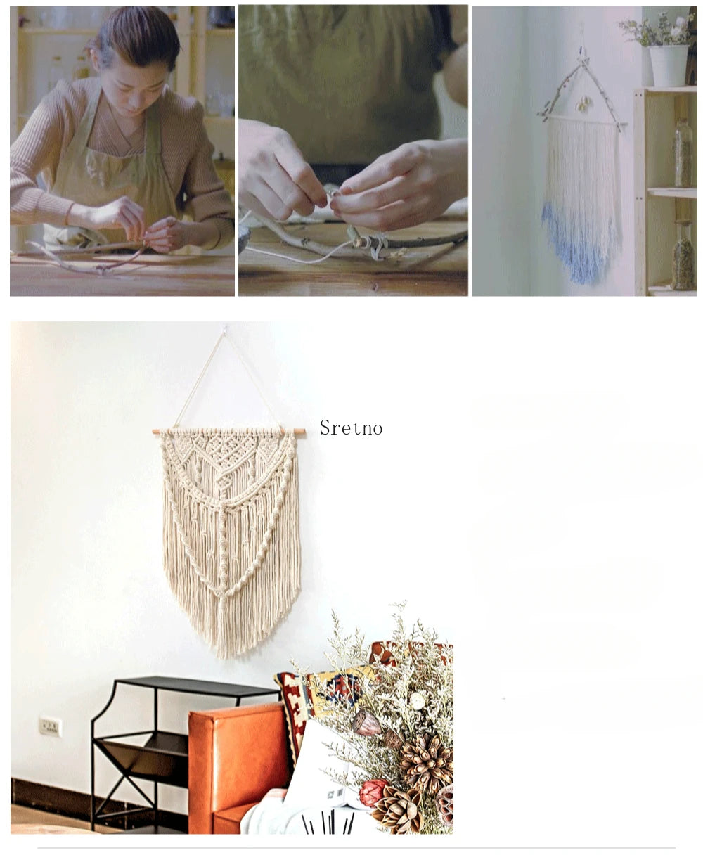 Modern Simple Home Wall Decor Tapestry 2025 New Pure Handmade Woven Fabric Nordic Style Boho Home Room Decoration Tapestries