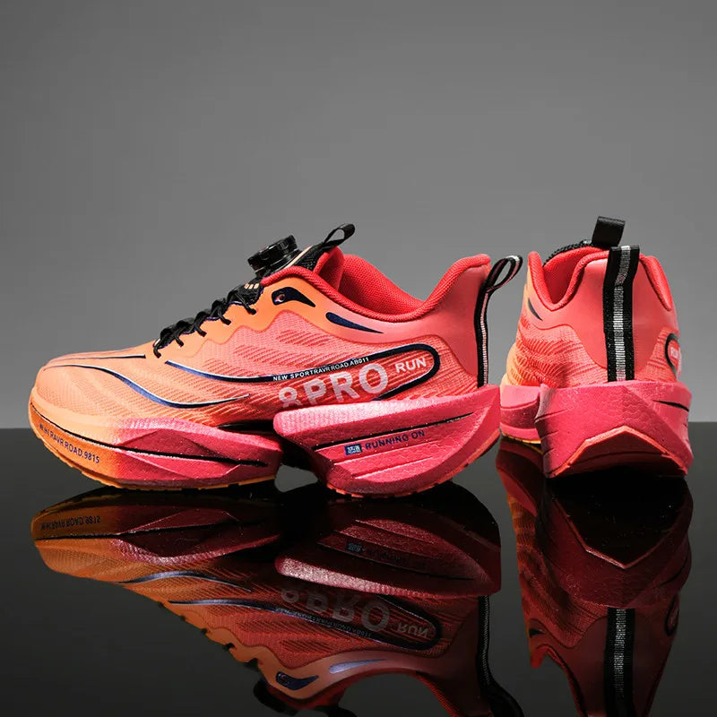 Male Sneakers Stylish Rotating Buckle Running Shoes Color Block Comfortable Non-slip Sporty Footwears Plus Size Men Shoes Mesh