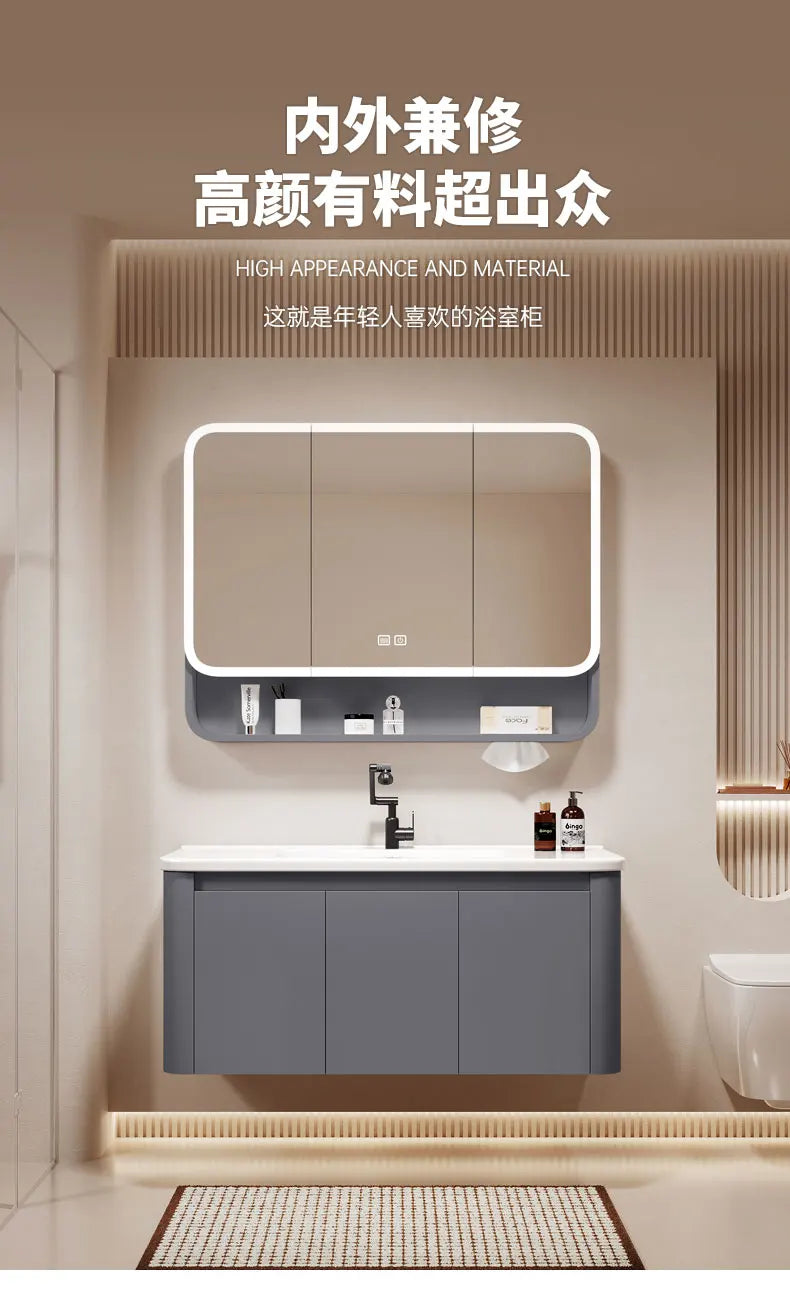 Standing Storage Bathroom Cabinet Shelf Light Mirror Organizer Bathroom Cabinet Vanity Shower Rack Banyo Dolabi Furniture