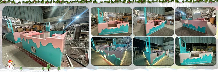 Fashion Restaurant Drink Bar Counter Design High Grade Wooden Dining Table Food Display Stand