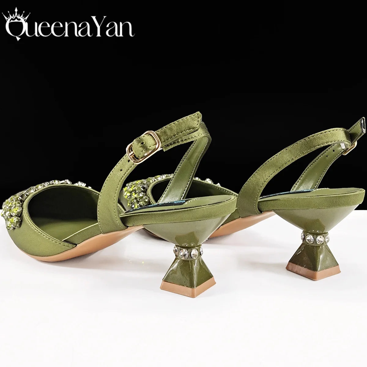 Queena Yan Italian shoes and handbags accessory set with rhinestone metal embellishments Wedding shoes Bridal shoes Designer