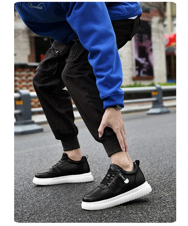 Fashion Men Casual Shoes Men Low Cut Sneakers Breathable Height Increasing Shoes 6/8/10CM Thick Sole Hard-Wearing Male Footwear