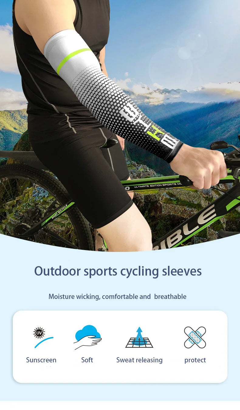A pair Outdoor sports cycling hiking fishing breathable and high elasticity Lycra fabric protective sleeve sleevelet
