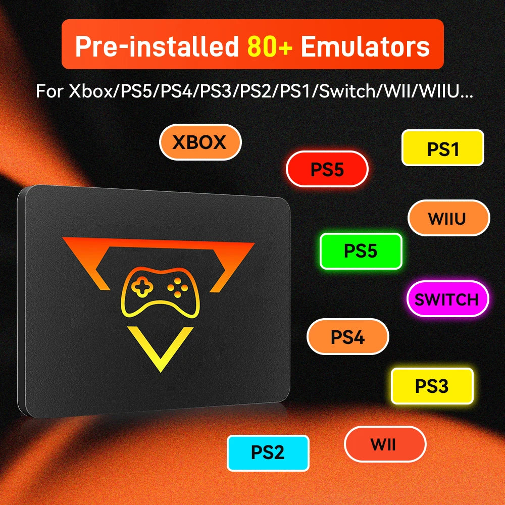 PlayZone 1TB Emulator Consoles Portable Retro Game SSD For PS5/PS4/PS3/Xbox/Switch/WII/WIIU Handheld Game HDD With 16000+ Games