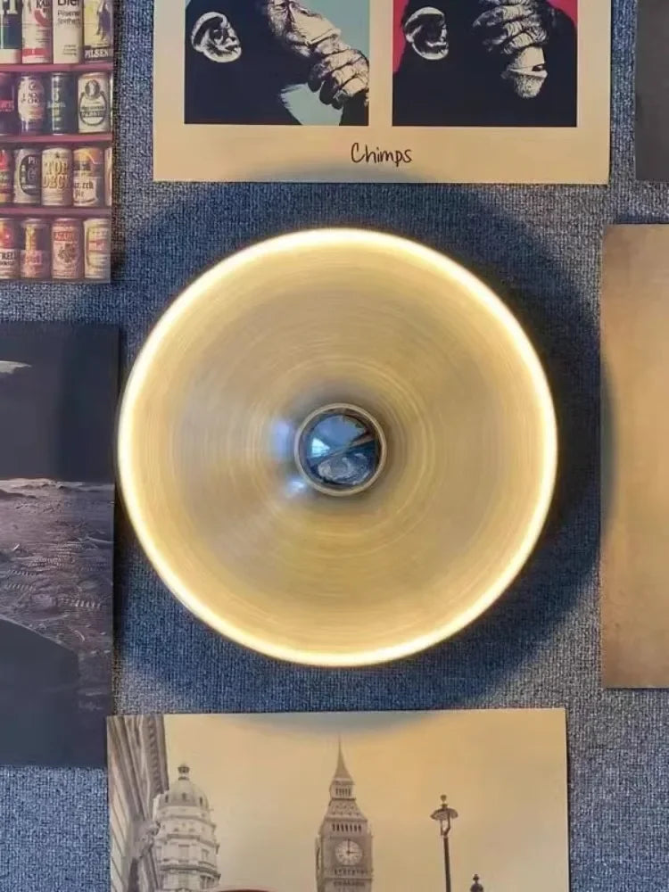 Medieval Bedside Wall Lamp Living Room Hallway Balcony Wall Lamp Bedroom Postmodern Flying Saucer Retro Metal Electroplated Lamp