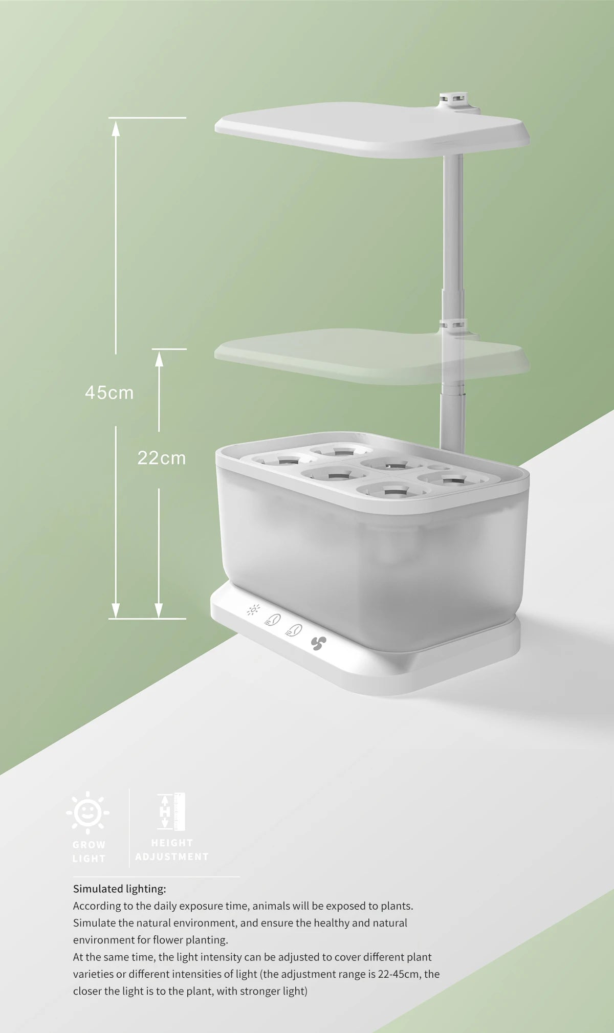 Indoor Home Mini Smart Garden Kit Hydroponic Planter Growing System Self Watering Flower Pots with Led Light