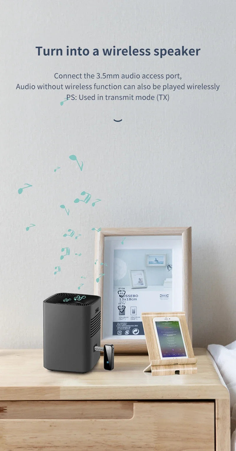 2 in 1 Bluetooth Transmitter Audio Receiver 3.5MM AUX With Mic Handsfree Stereo Music Wireless Adapter For TV PC Car Kit