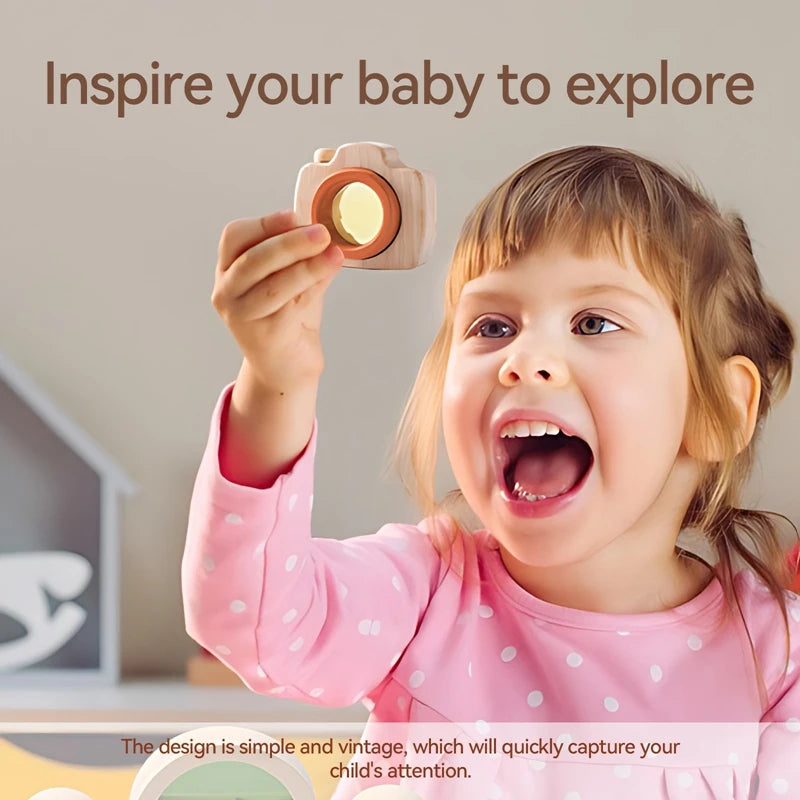 Montessori Baby Toys Education Wooden Blocks Toys for Kids Montessori Education Building Blocks Children Mini Camera Wooden Toys