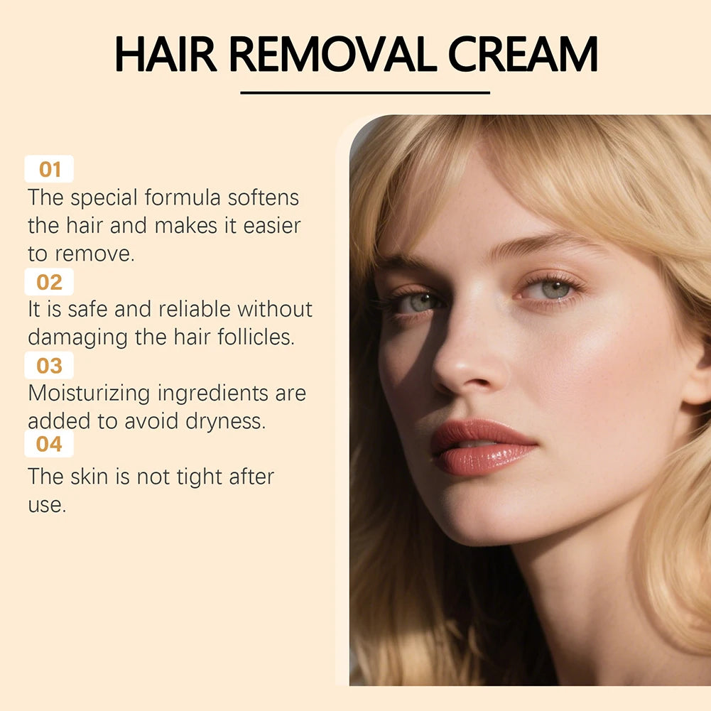 Sensitive Skin Facial Hair Removal Cream Gentle Painless Depilatory Effective Hair Removal Reshaping Skin Smooth Silky