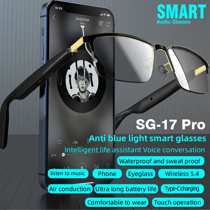 سماعة رأس ذكية لاسلكية 5.4: نظارات رياضية خارجية مع موسيقى وتحدث، هدية عيد ميلاد للرجال والنساء