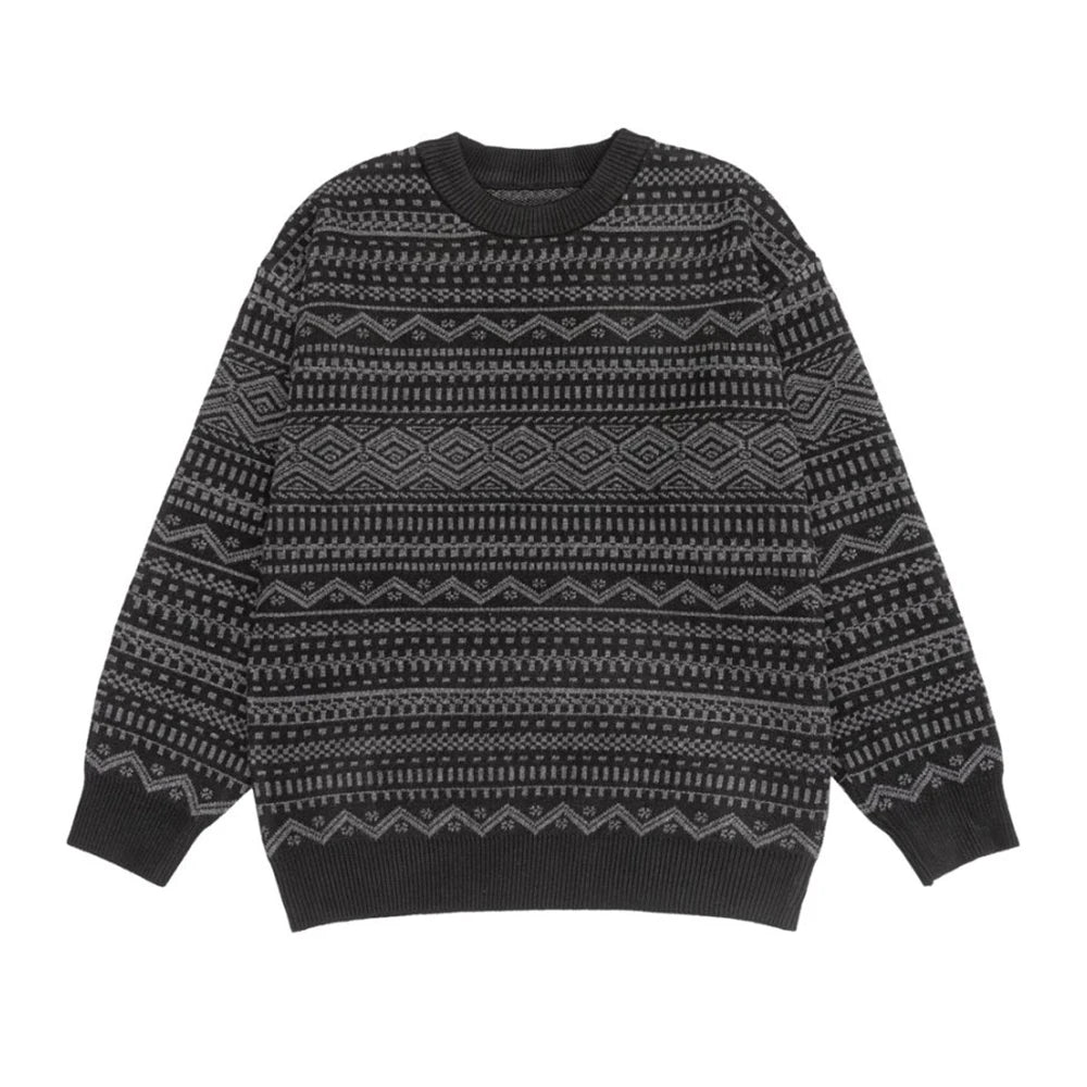 Fashion Men's Knitwear 2025 Autumn Winter New Season Lazy Fair Isle Contrast Retro Loose Crewneck Sweater Pullover