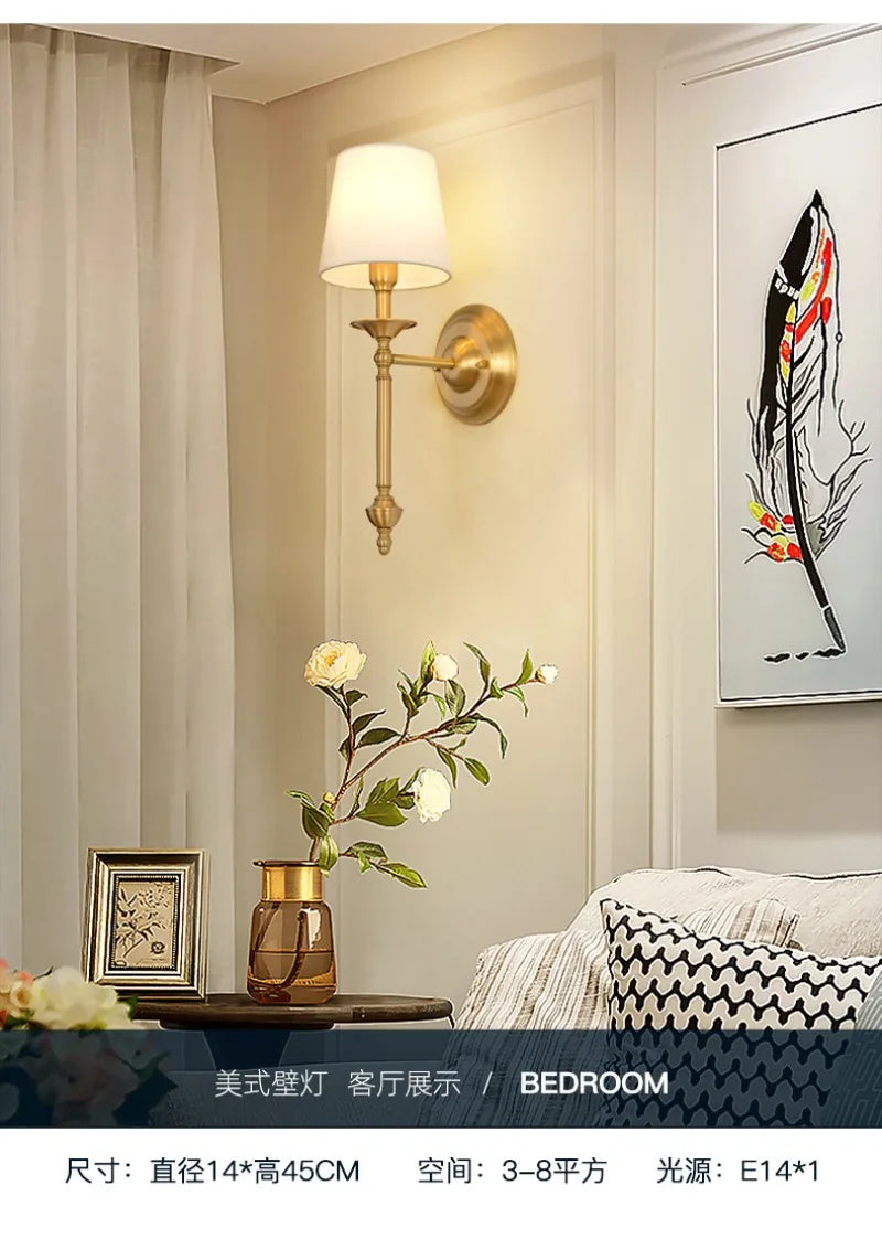 American Bedroom Bedside Lamp Mirror Front Light Simple Living Room Villa Clubhouse Wall Lamp