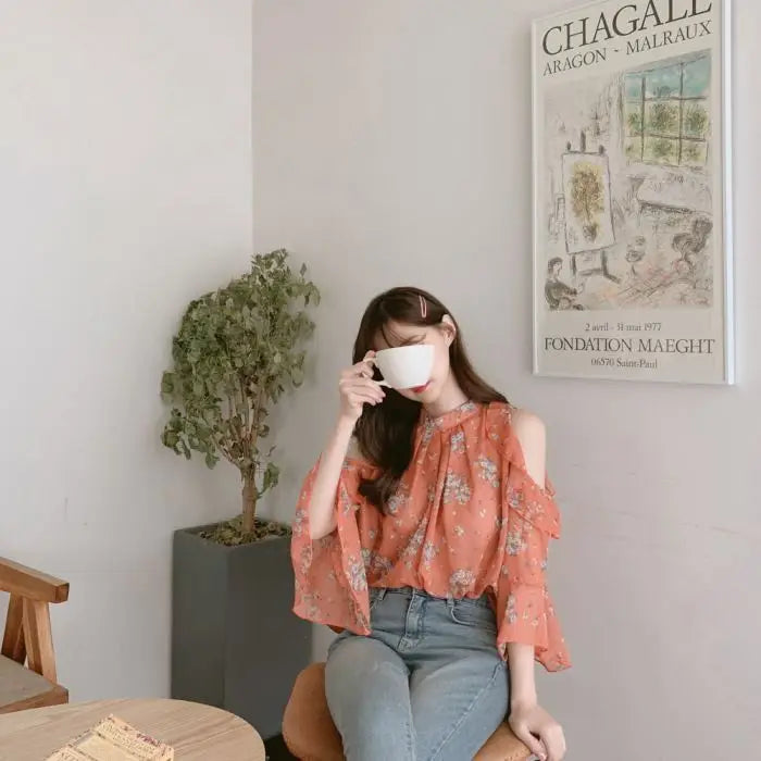 Fashion Woman Off Shoulder Blouse Shirts For Women Stylish Top long Sleeve Female Tops Elegant Chiffon Mujer Woman Clothes SwiftNest