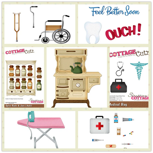 Nurse Doctor Metal Cutting Dies Tooth Bed Feel Better Get Well Chicken Soup Health Bottle Scrapbooking Frame Greeting Card Craft