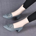 Flowers Hollow Sandals Women Retro Pointed Toe Chunky High Heels Breathable Fashion Ladies Shoes Zapatillas Mujer 2023