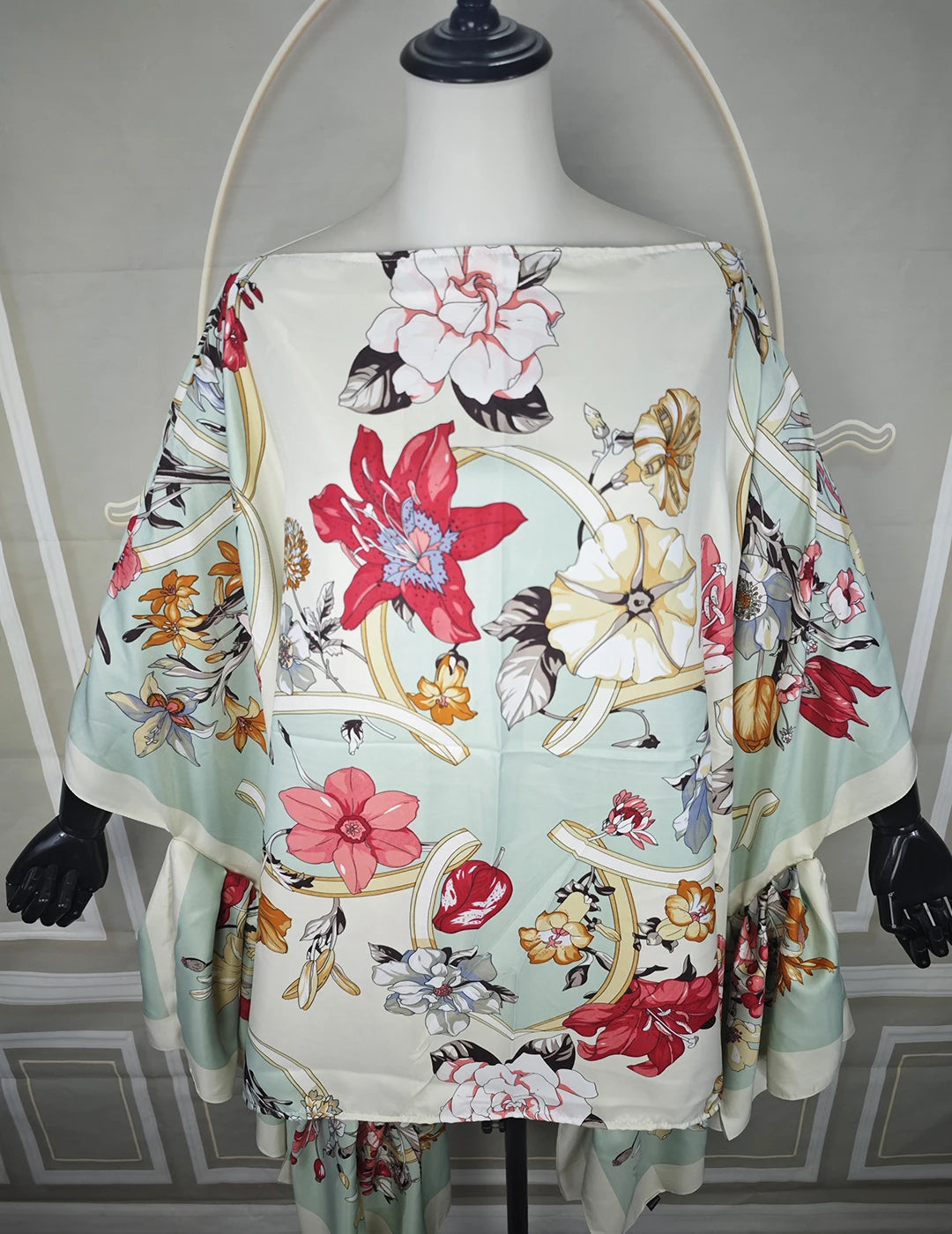 2025 Summer Fashion Beach Wear Twill Silk Loose Ruffle Sleeve Blouse For Women Elegant Lady Evening Party Soft Floral Tops