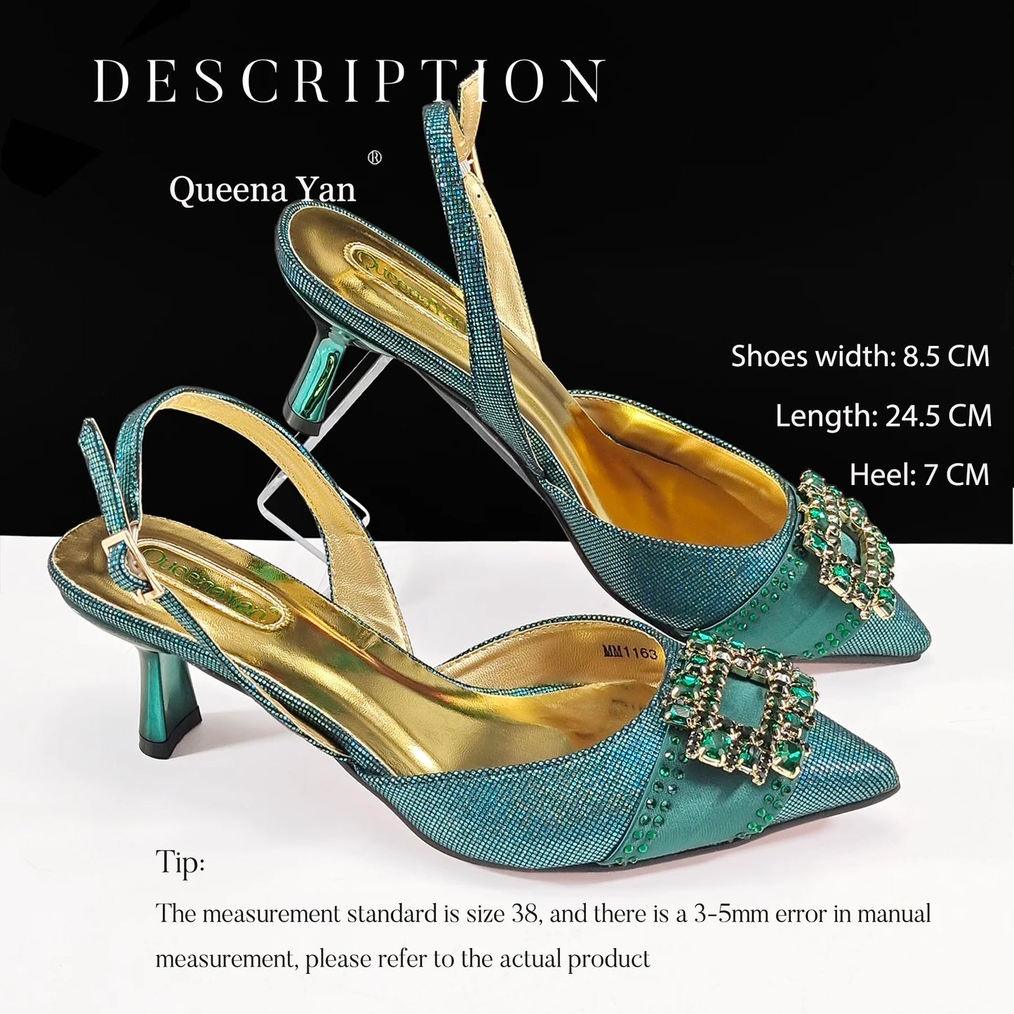 Spot Goods Italian Fashion Women Heels Elegant Color Block Design Brown Shoes And Bag Full Rhinestone Party Bag