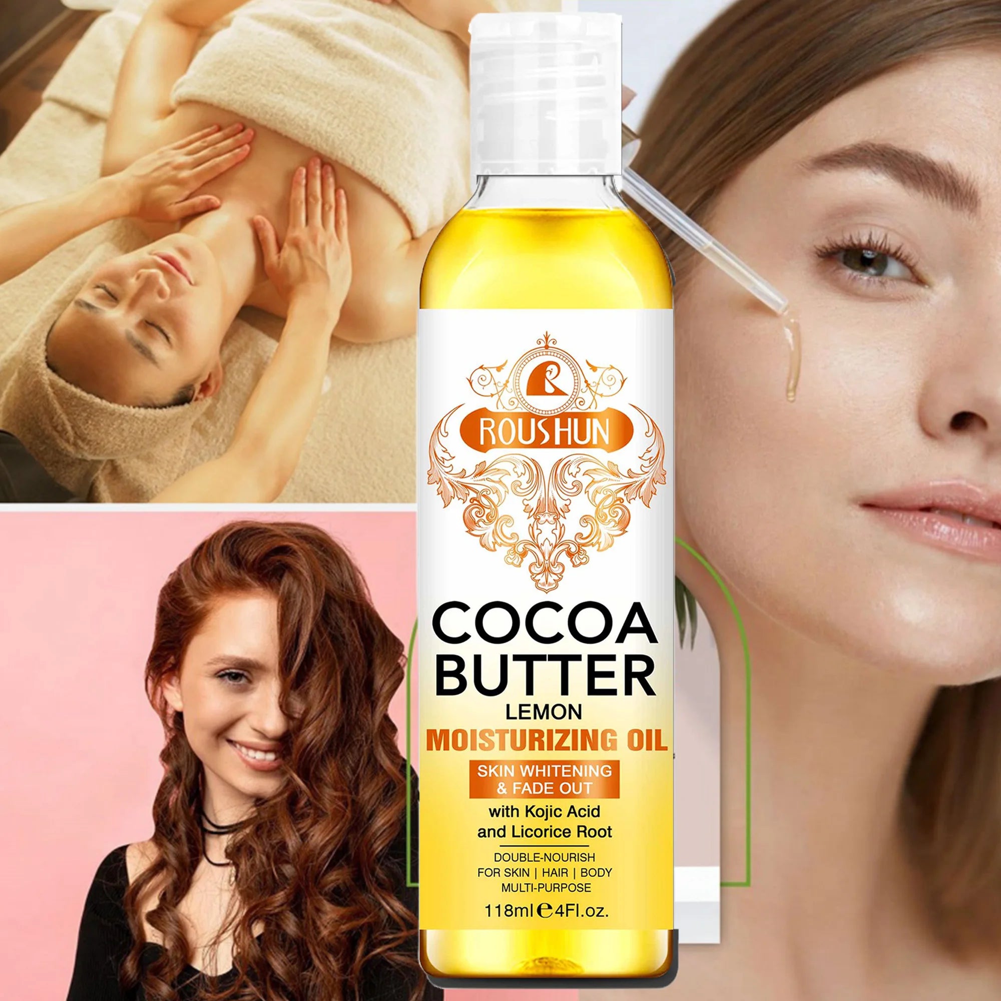 118ML Cocoa Butter Body OILlSkin care oil moisturizes and nourishes skin large capacity full body essential oil
