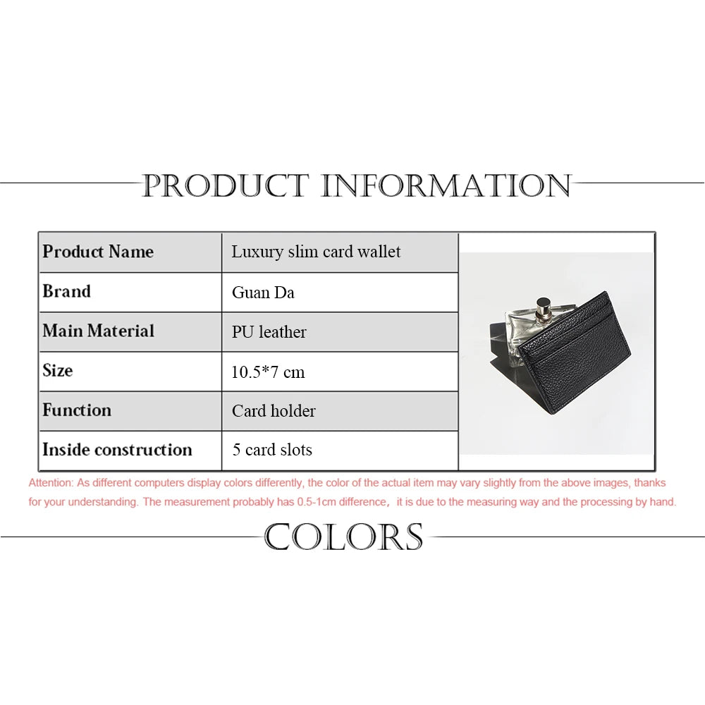 محفظة بطاقات رفيعة مخصصة من جلد البولي يوريثان محفور عليها الأحرف الأولى بتصميم فاخر وحقيبة بطاقات شخصية للنساء والرجال ومحفظة عملات معدنية للبيع بالجملة