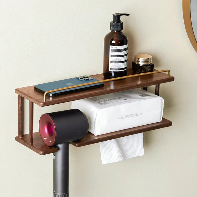 Wall-Mounted Wooden Bathroom Storage Rack Multi-Layer Vanity Organizer for Towels And Cosmetics Home Vanity Countertop Solution