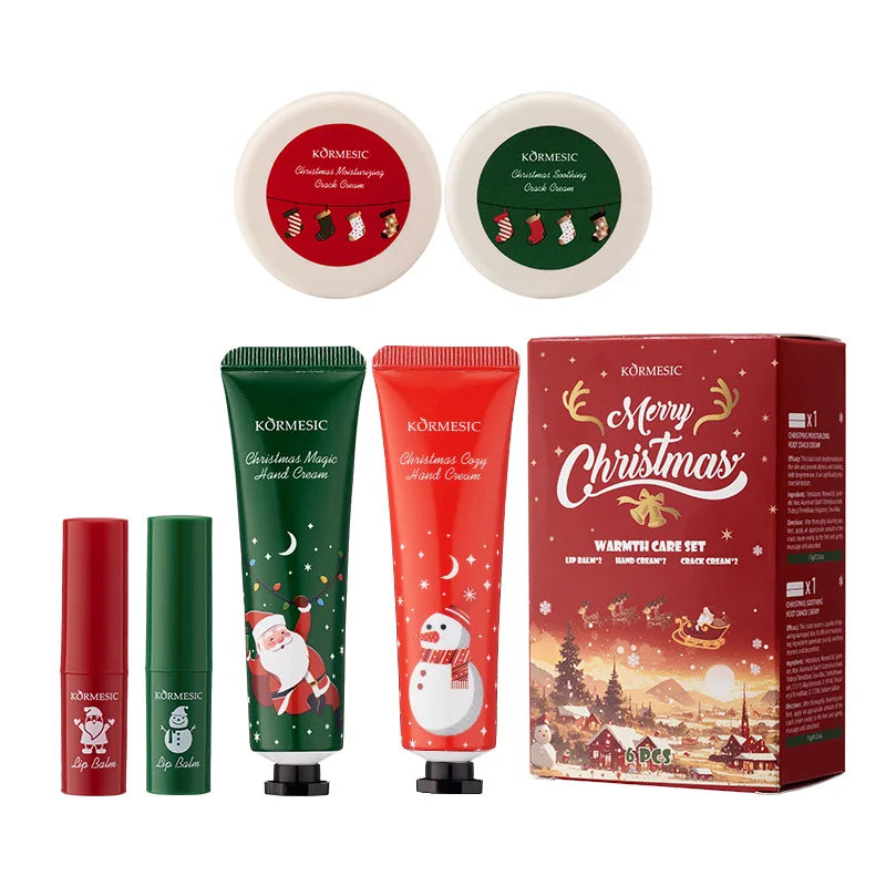 Christmas Gift Set Hydrating Body Care Collection, featuring Hand Cream, Lip Balm, Foot Cream, and Nourishing Moisturizer