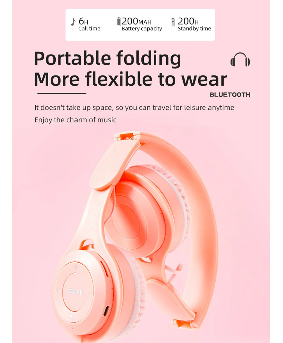 Bluetooth Headset 5.0 Bluetooth Headset Folding Wireless Sports Earphone Gaming Headsets Over-ear Headphones for Android ios