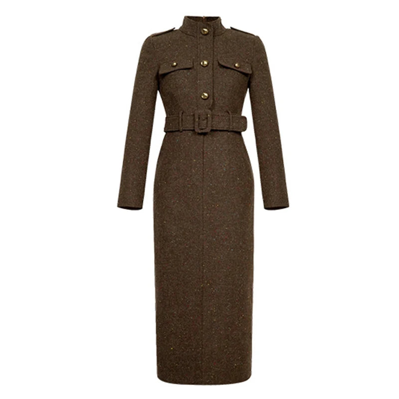 فستان رسمي أنيق للنساء، فستان نسائي احترافي عتيق بحزام صدر واحد، رداء متوسط ​​الطول، فستان حفلات عمل نسائي