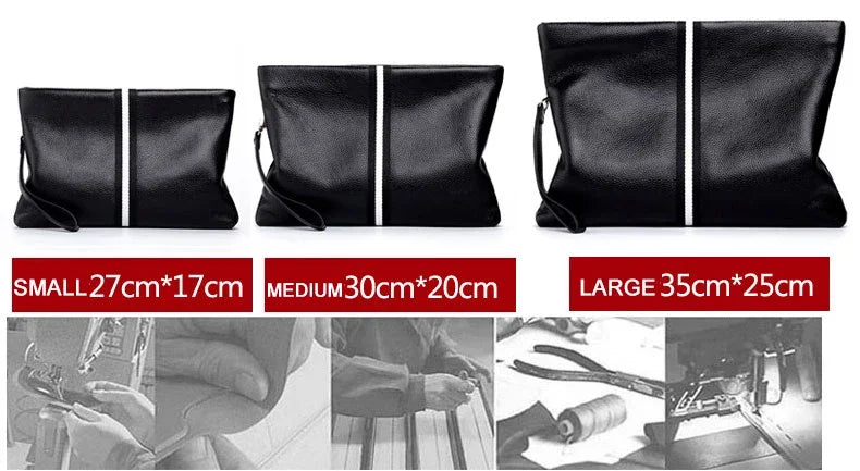 حقيبة يد أصلية من SENOFAN للرجال مخططة من جلد البقر الطبيعي، حقيبة يد رجالية، محفظة بتصميم مظروف، إصدار كوري رائع